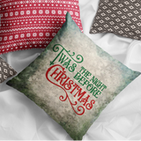 Christmas Pillow/ Vintage Twas The Night Before Christmas Quote On Old Fashion Grunge Green Snowflake Background Holiday Décor