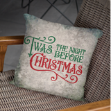 Christmas Pillow/ Vintage Twas The Night Before Christmas Quote On Old Fashion Grunge Green Snowflake Background Holiday Décor