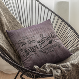 Halloween Throw Pillow/ The Olde Salem Broom Company Vintage Purple, Green Iron Scroll Sign Decor