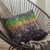 Halloween Throw Pillow/ Purple Skulls Glam Glitter Imaged With Green and Black Drips Decor