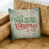 Christmas Pillow/ Vintage Twas The Night Before Christmas Quote On Old Fashion Grunge Green Snowflake Background Holiday Décor