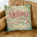 Christmas Pillow/ Retro Vintage North Pole Cookie Company Bakery Sign Gingerbread Cookies Holiday Décor