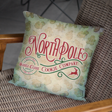 Christmas Pillow/ Retro Vintage North Pole Cookie Company Bakery Sign Gingerbread Cookies Holiday Décor