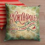 Christmas Pillow/ Retro Vintage North Pole Cookie Company Bakery Sign Gingerbread Cookies Holiday Décor