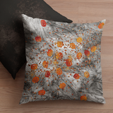 Halloween Throw Pillow/ Jack O Lantern Pumpkins On Spooky Grunge Gray Background Decor